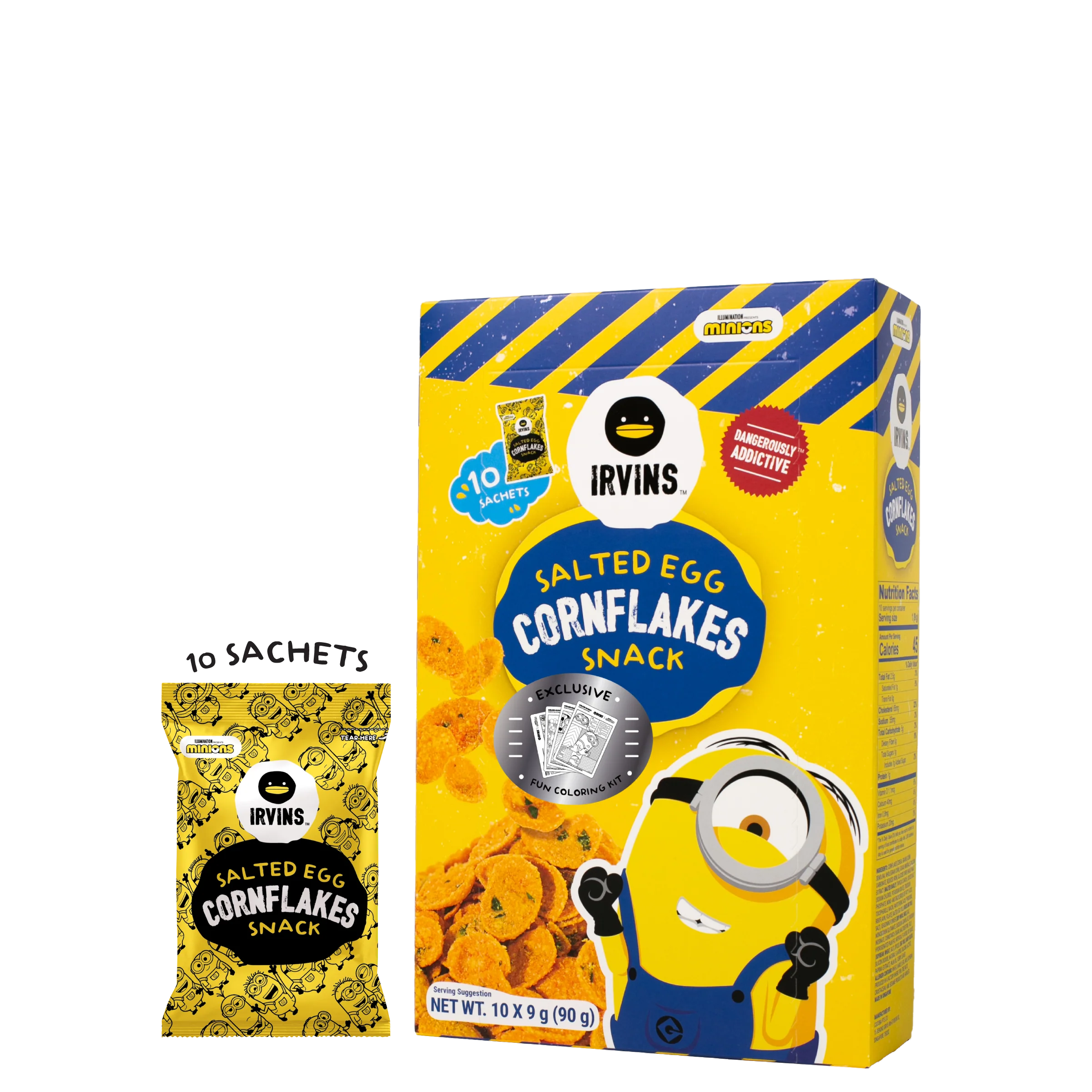 IRVINS x MINIONS Salted Egg Cornflakes Snack 90g (10 sachets x 9g) with Coloring Kit - Image 3